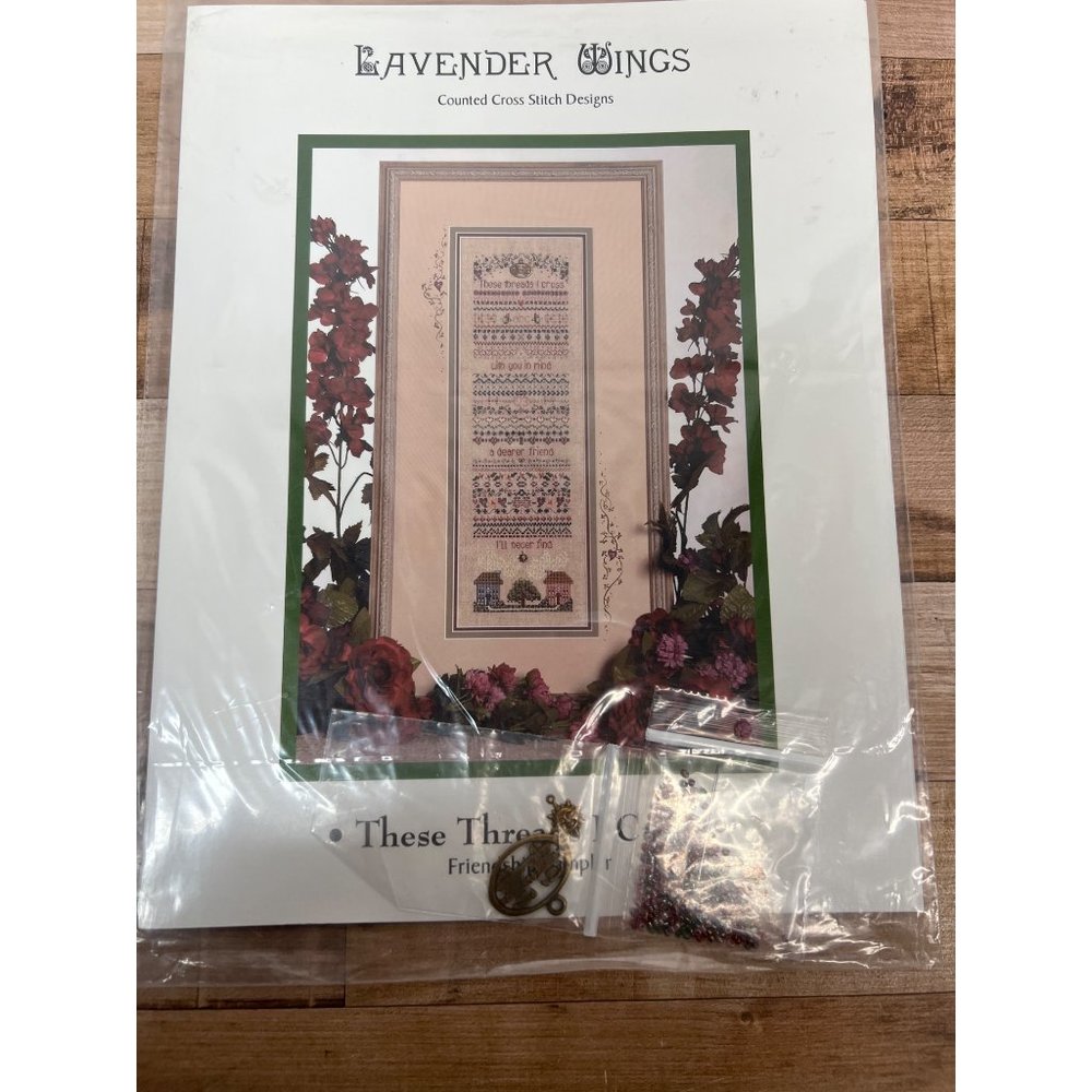 Counted Cross Stitch Kit Lavender Wings These Threads I Cross Friendship Sampler
